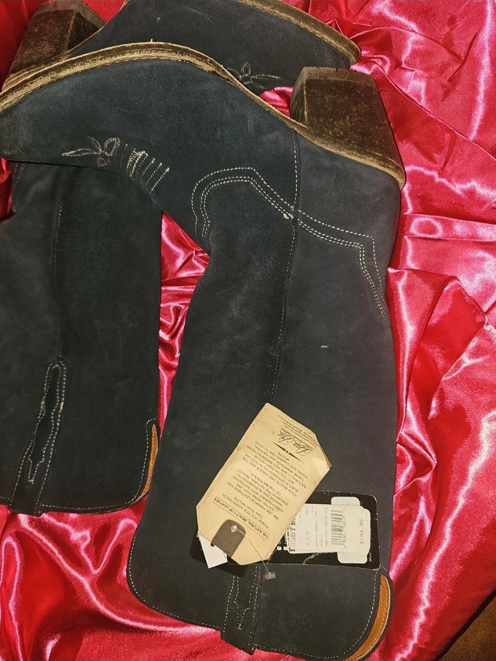 Dan Post Black Suede Western Boots with Embroidered Toe - Picture 3 of 4
